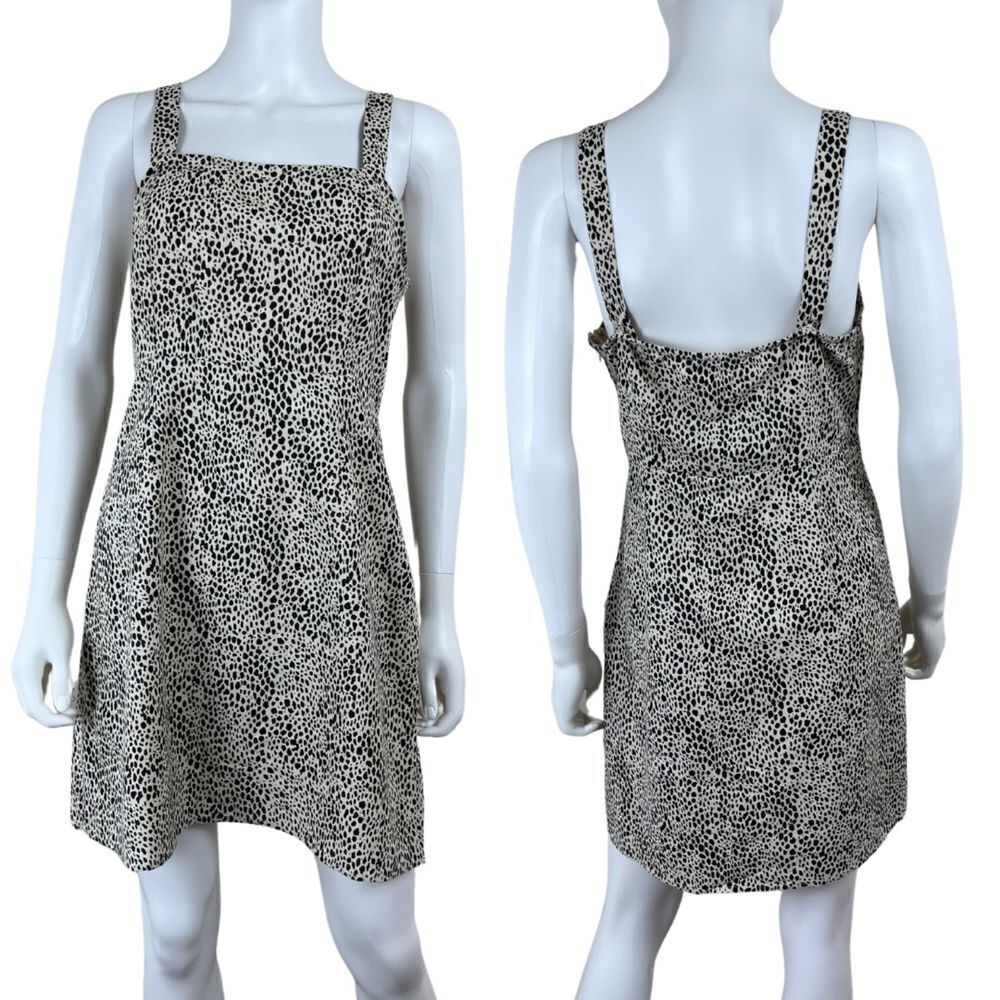 American Eagle Size M Linen Cotton Cheetah Animal Print A Line Casual Mini Dress